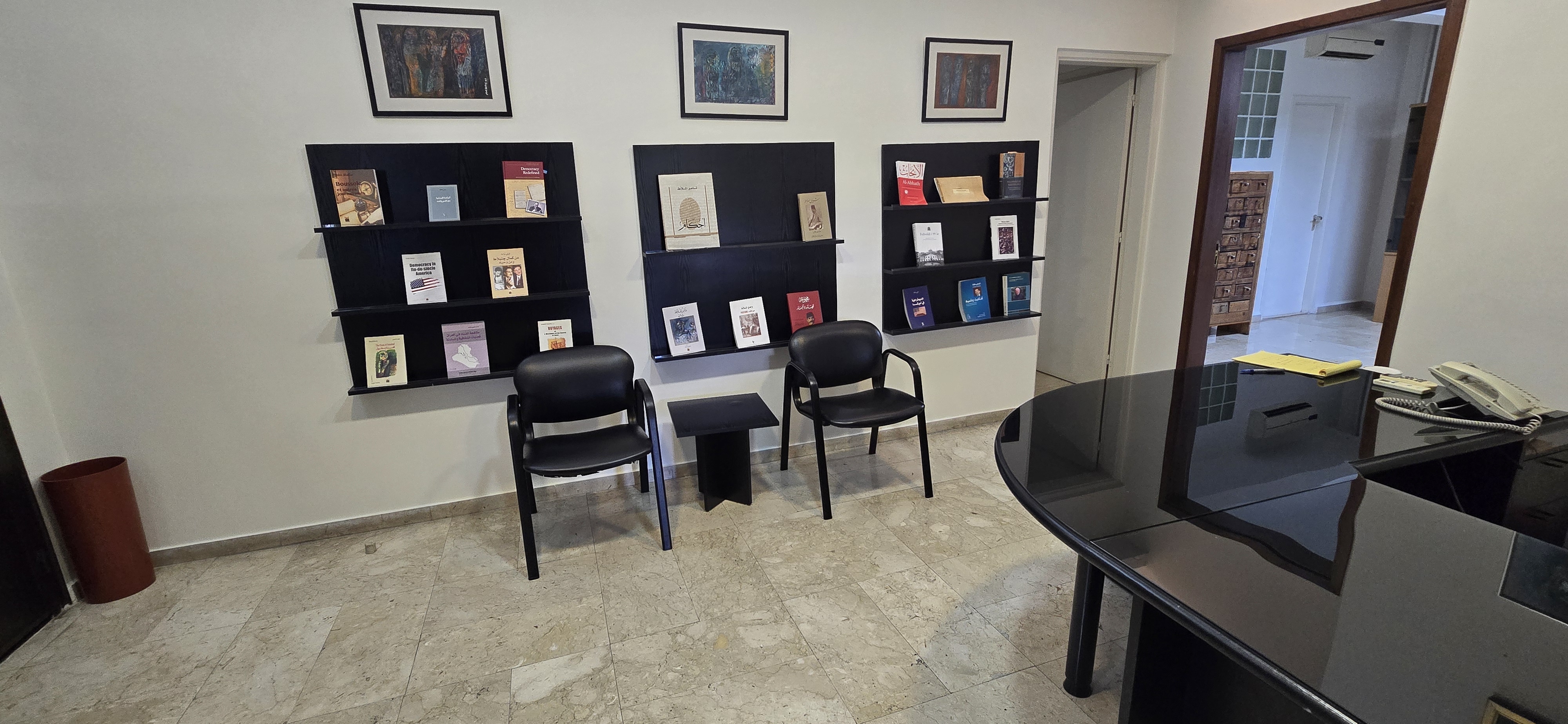 Reception seating and displayed publications
